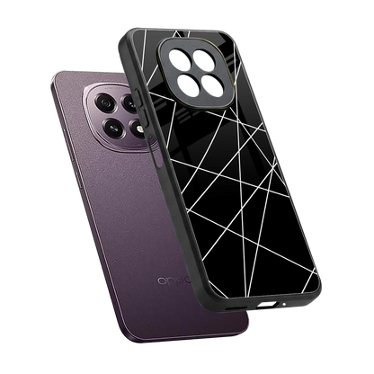Geomatric Black sleek oppo f29 5g cover with tempered glass back and TPU edges