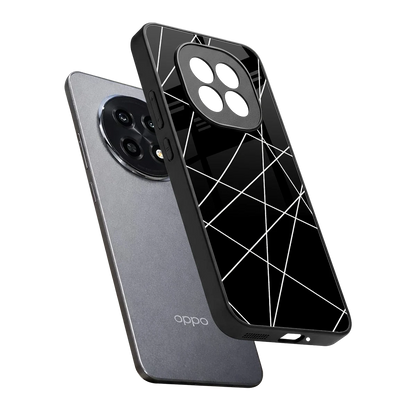 Geomatric Black sleek oppo f29 pro 5g cover with tempered glass back and TPU edges