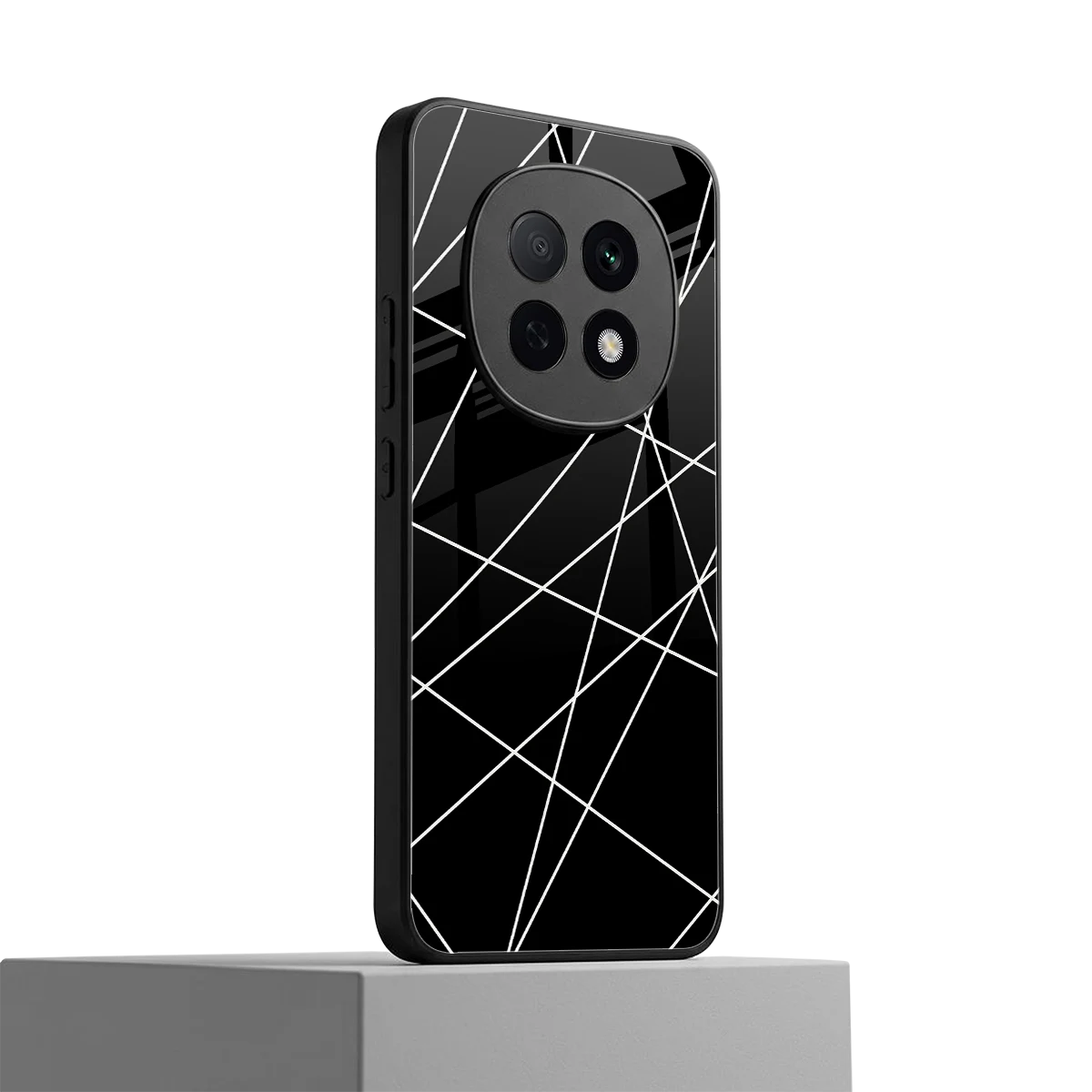 Geomatric Black oppo f29 pro 5g mobile cover | shockproof glass phone case