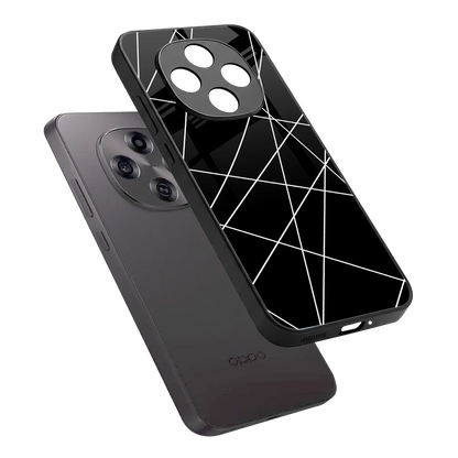 Geomatric Black sleek oppo f31 pro 5g cover with tempered glass back and TPU edges