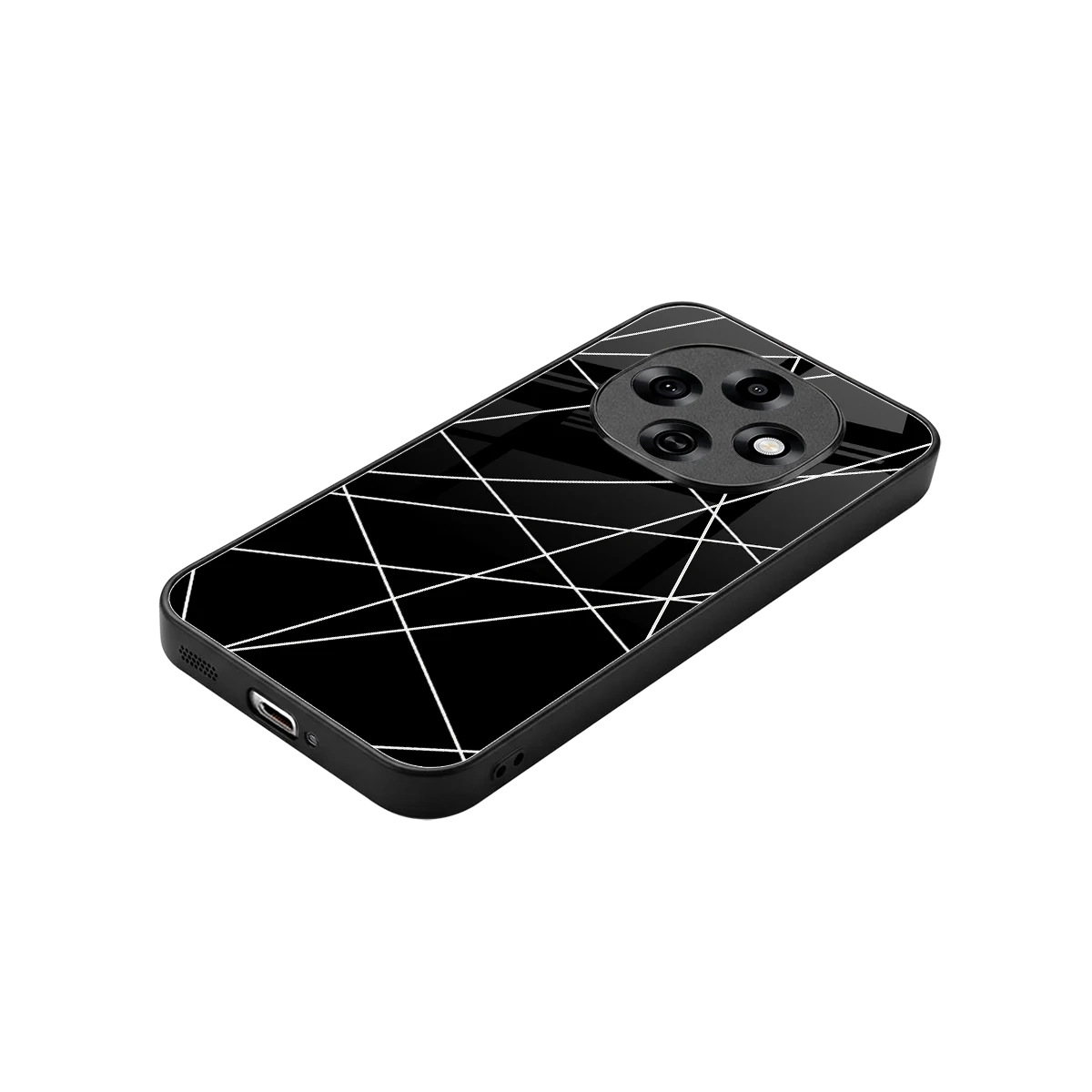 Geomatric Black stylish phone case for oppo f31 pro 5g | glossy glass and slim fit