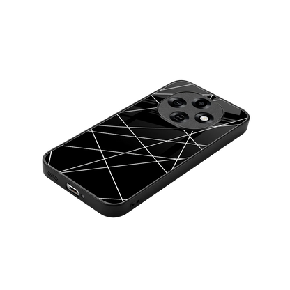 Geomatric Black stylish phone case for oppo f31 pro 5g | glossy glass and slim fit