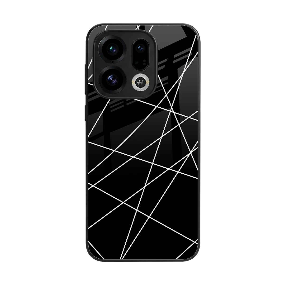 Geomatric Black back phone cover | glass case for oppo find x9