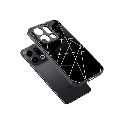 Geomatric Black sleek oppo find x9 cover with tempered glass back and TPU edges