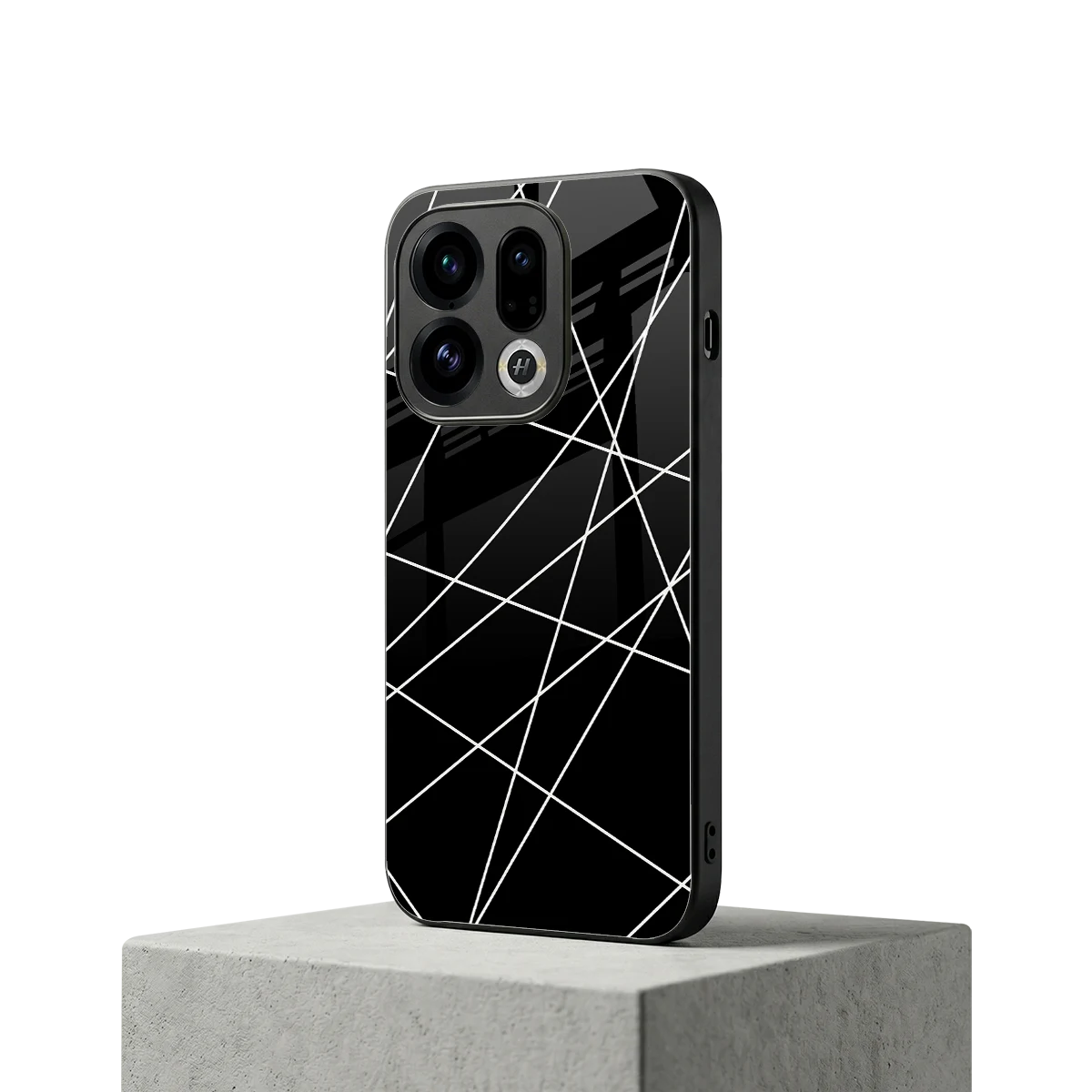 Geomatric Black oppo find x9 mobile cover | shockproof glass phone case