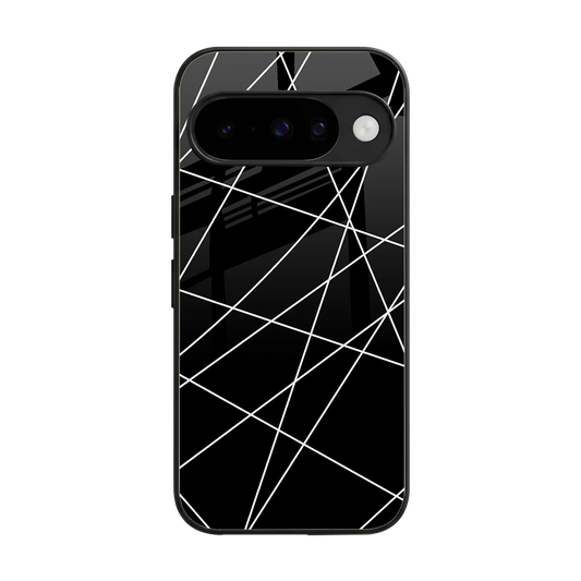 Geomatric Black back phone cover | glass case for google pixel 10