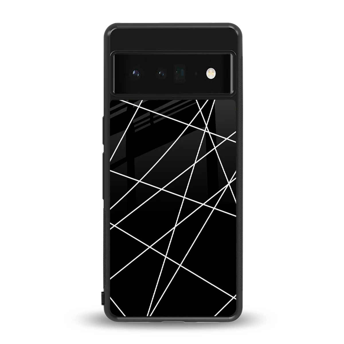 Geomatric Black back phone cover | glass case for google pixel 6 pro