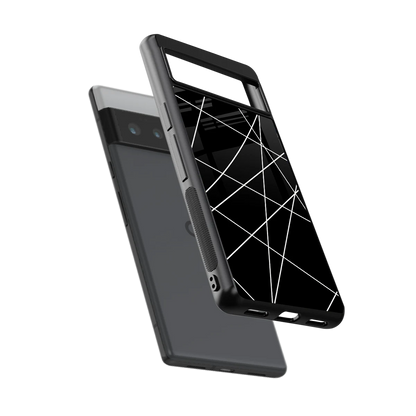 Geomatric Black sleek google pixel 6 pro cover with tempered glass back and TPU edges