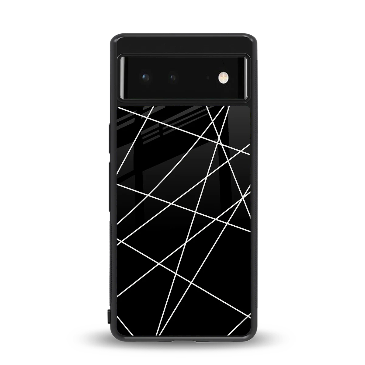 Geomatric Black back phone cover | glass case for google pixel 6a