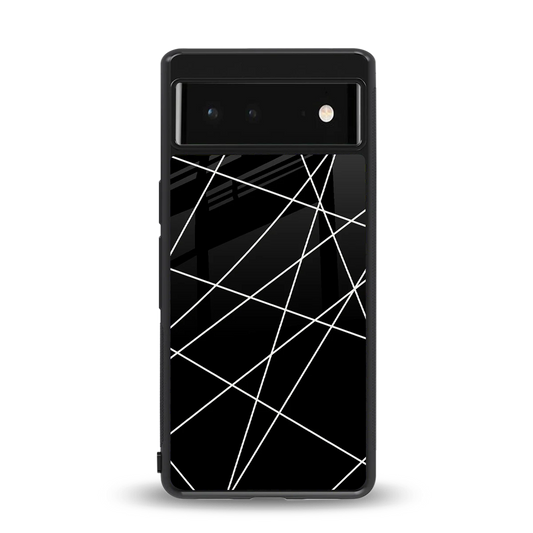 Geomatric Black back phone cover | glass case for google pixel 6a