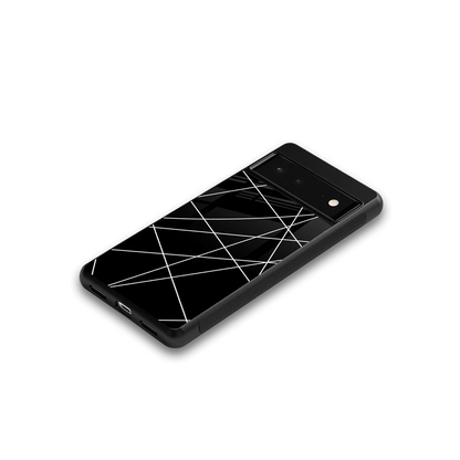 Geomatric Black google pixel 6a mobile cover | shockproof glass phone case