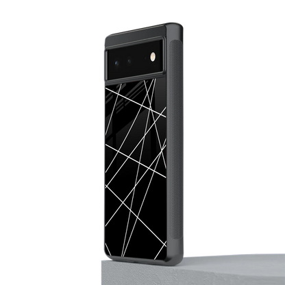 Geomatric Black stylish phone case for google pixel 6 | glossy glass and slim fit