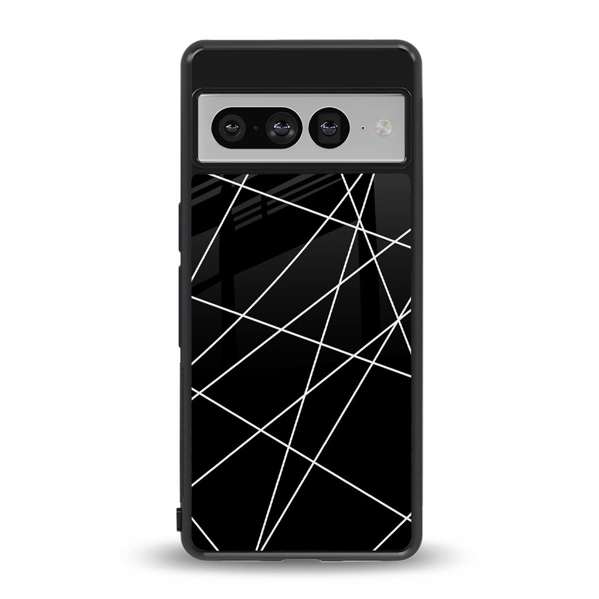 Geomatric Black back phone cover | glass case for google pixel 7 pro