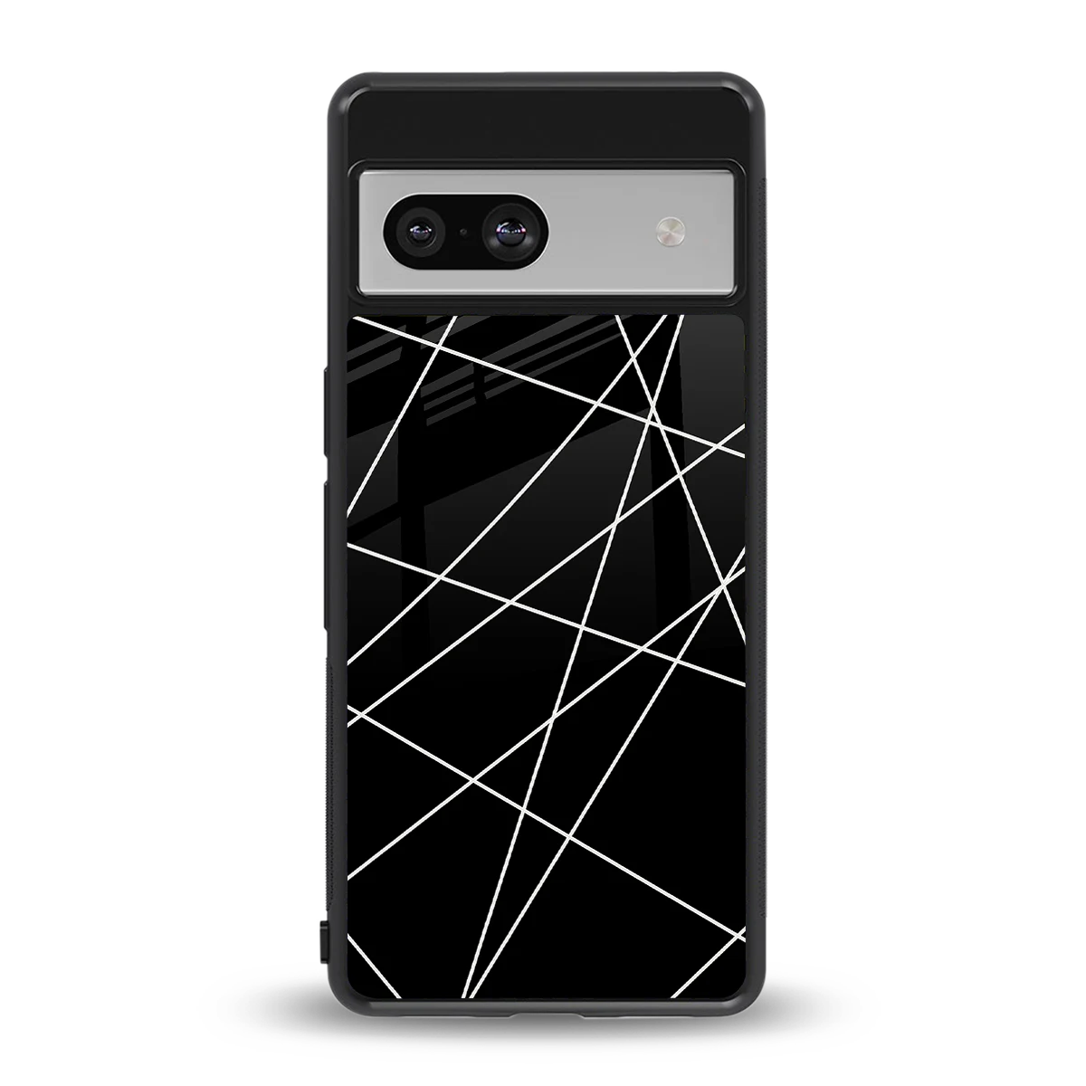 Geomatric Black back phone cover | glass case for google pixel 7a