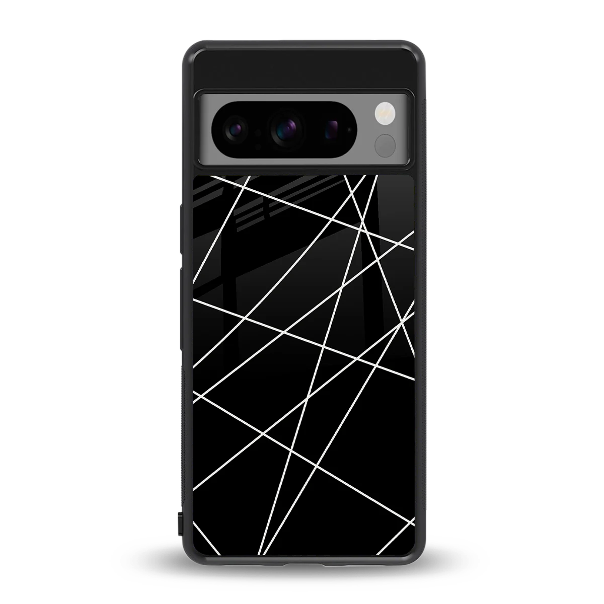 Geomatric Black back phone cover | glass case for google pixel 8 pro