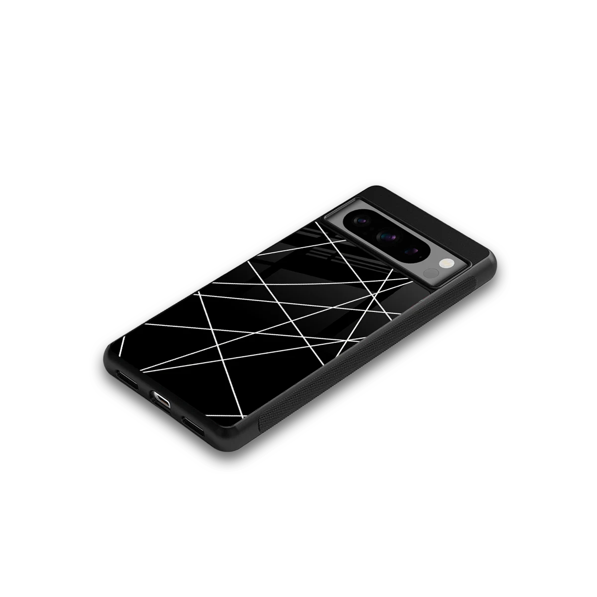 Geomatric Black google pixel 8 pro mobile cover | shockproof glass phone case