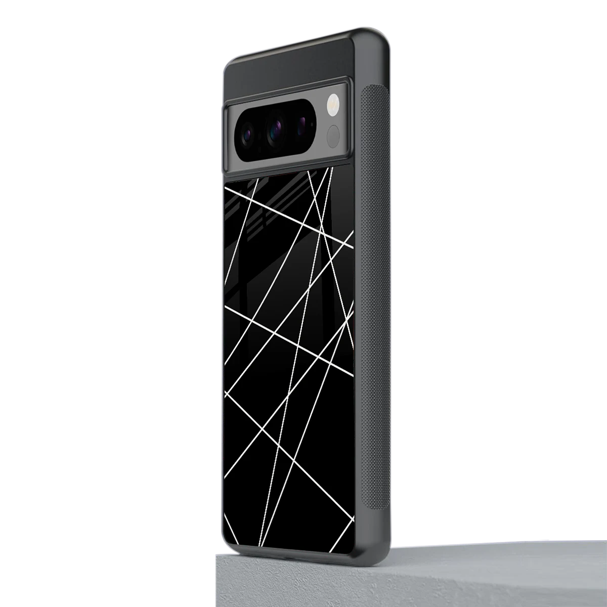 Geomatric Black stylish phone case for google pixel 8 pro | glossy glass and slim fit