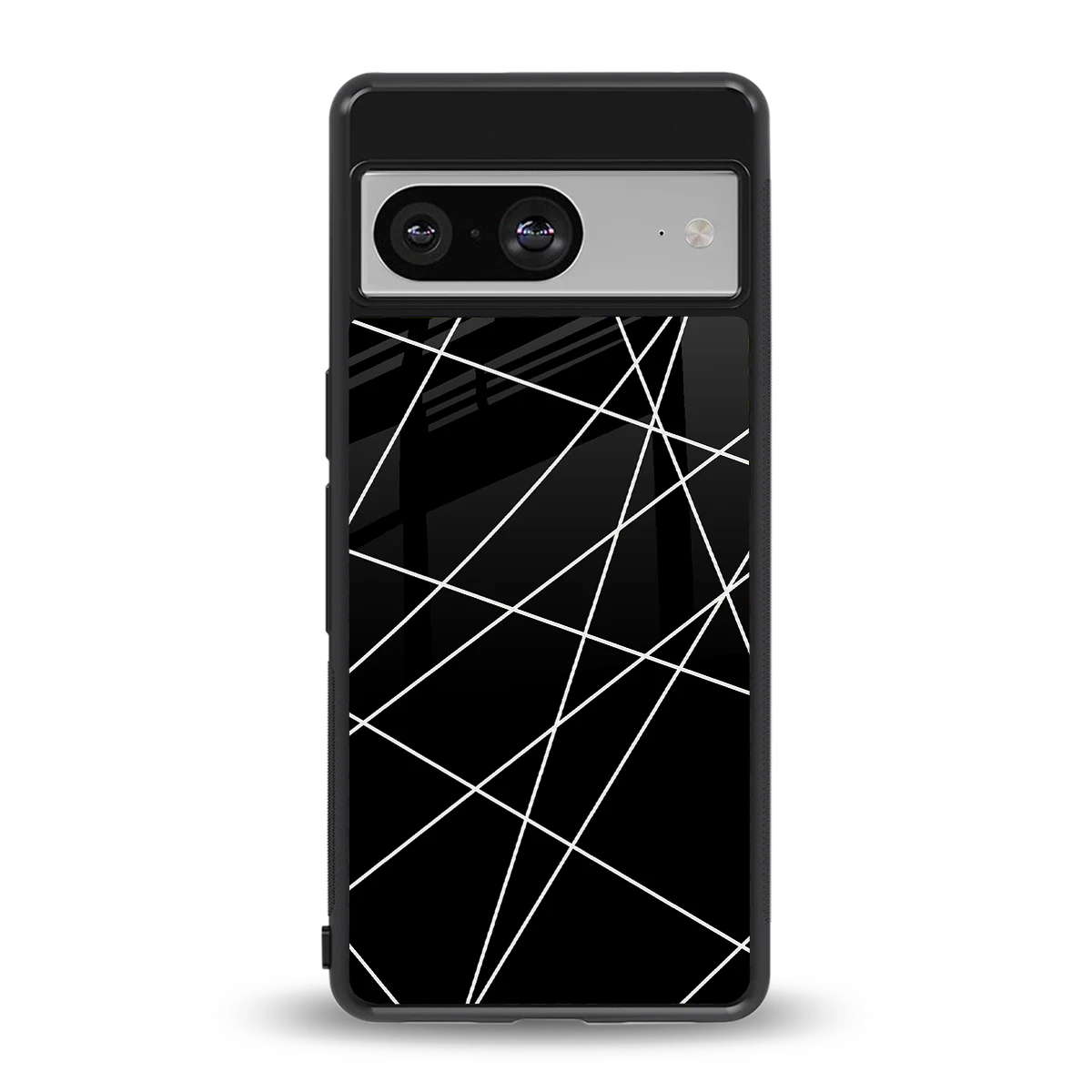Geomatric Black back phone cover | glass case for google pixel 8