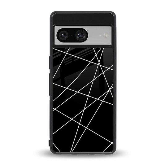 Geomatric Black back phone cover | glass case for google pixel 8