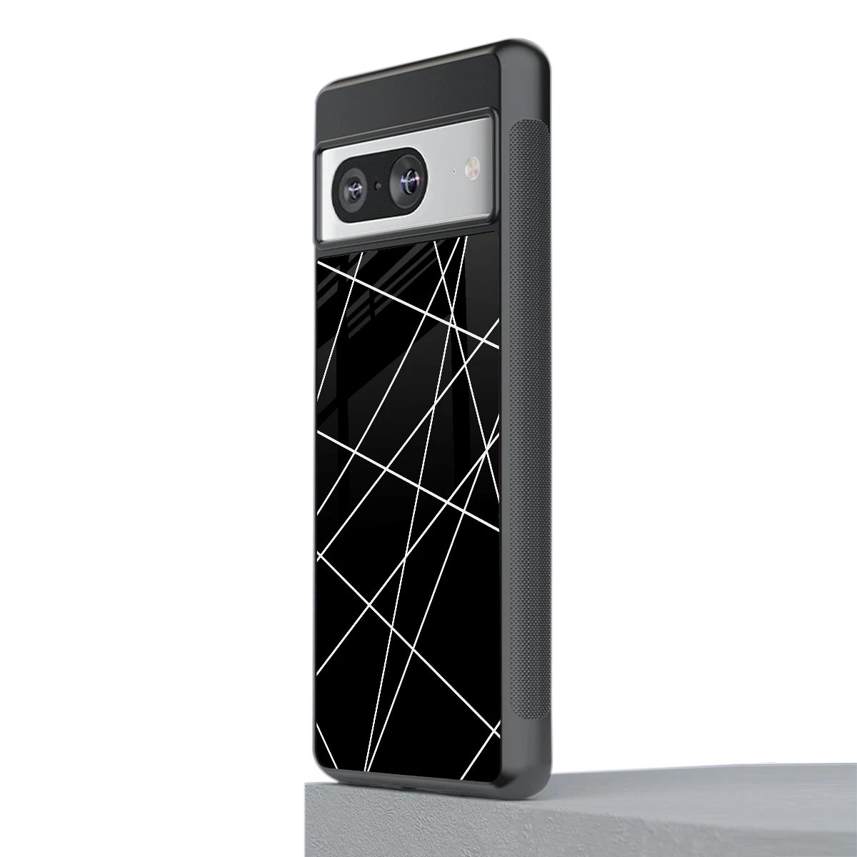 Geomatric Black stylish phone case for google pixel 8 | glossy glass and slim fit