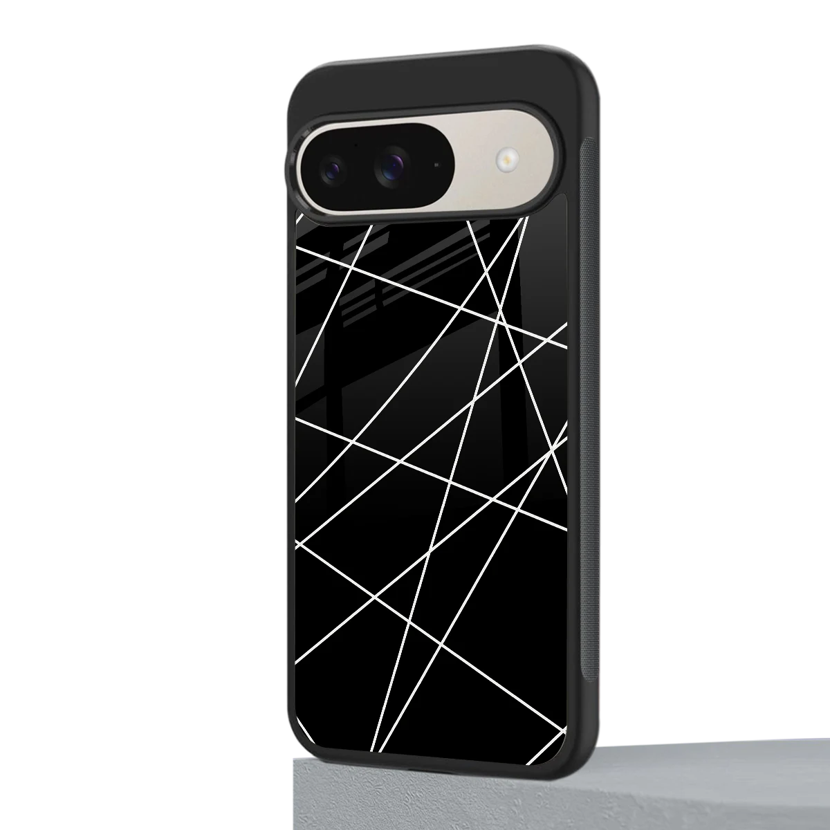 Geomatric Black google pixel 9 mobile cover | shockproof glass phone case