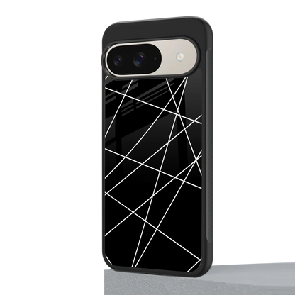 Geomatric Black google pixel 9 mobile cover | shockproof glass phone case
