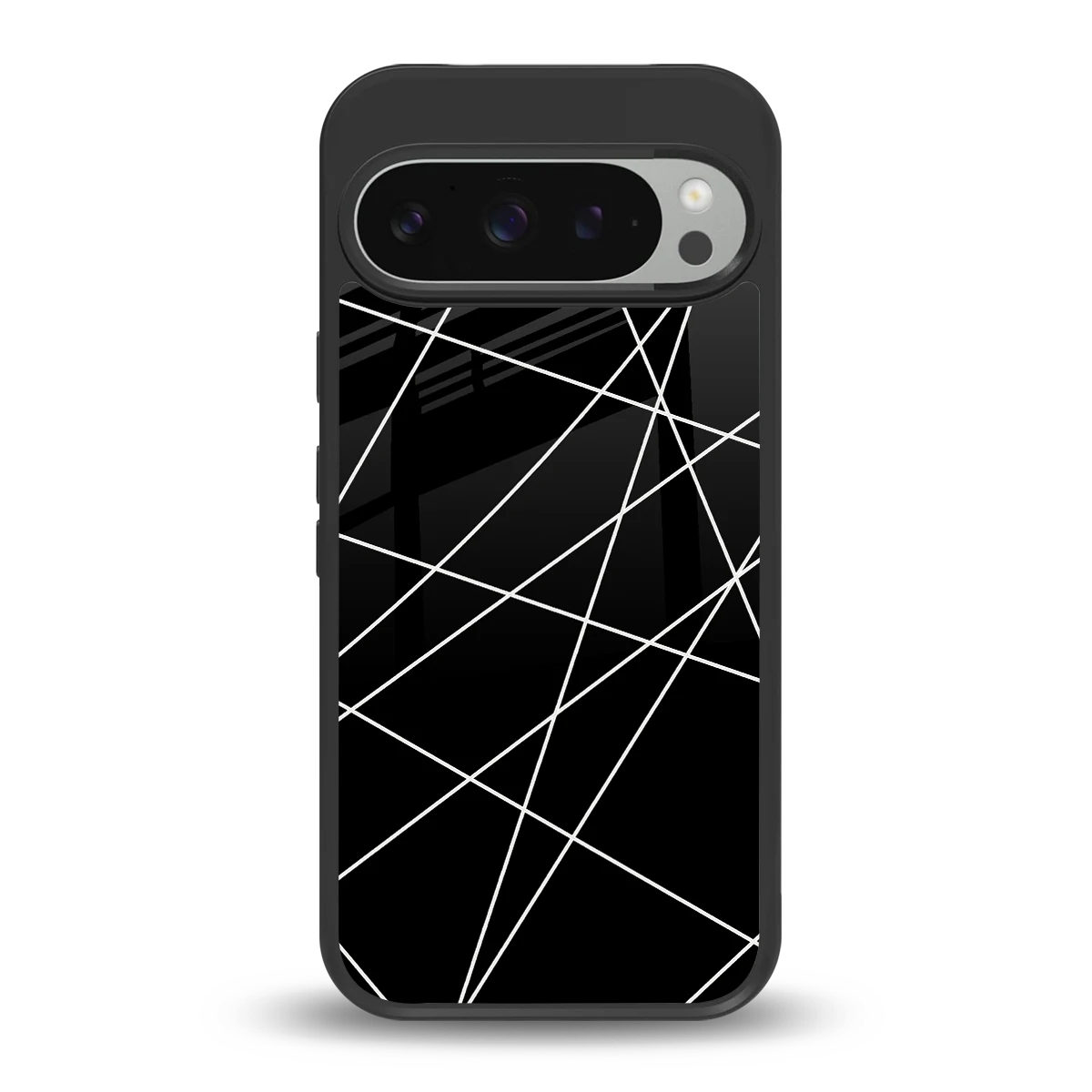 Geomatric Black back phone cover | glass case for google pixel 9 pro