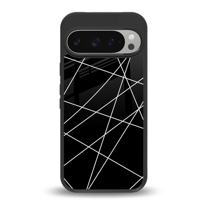 Geomatric Black back phone cover | glass case for google pixel 9 pro xl