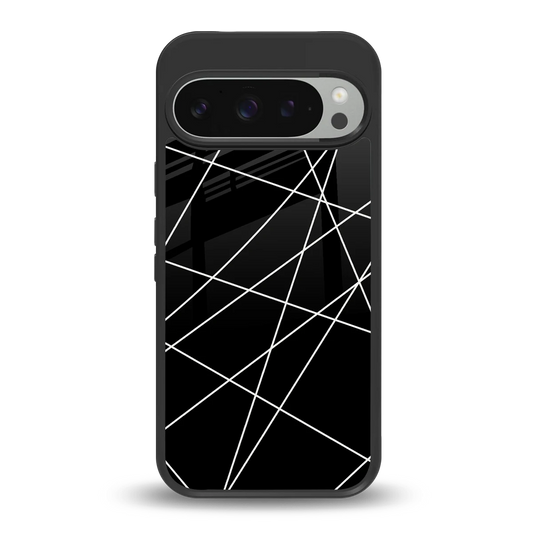Geomatric Black back phone cover | glass case for google pixel 9 pro xl