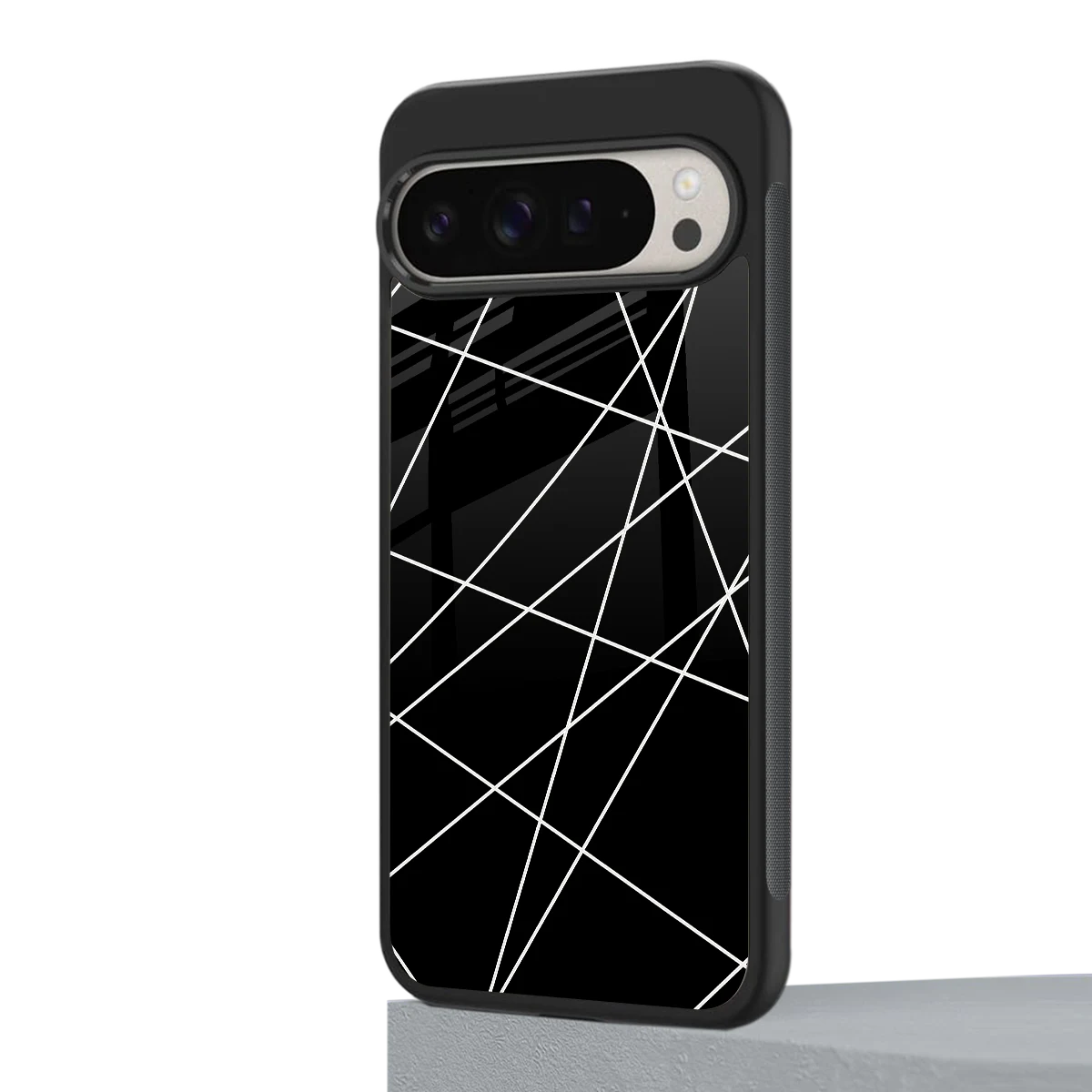 Geomatric Black google pixel 9 pro mobile cover | shockproof glass phone case