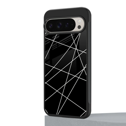 Geomatric Black google pixel 9 pro mobile cover | shockproof glass phone case
