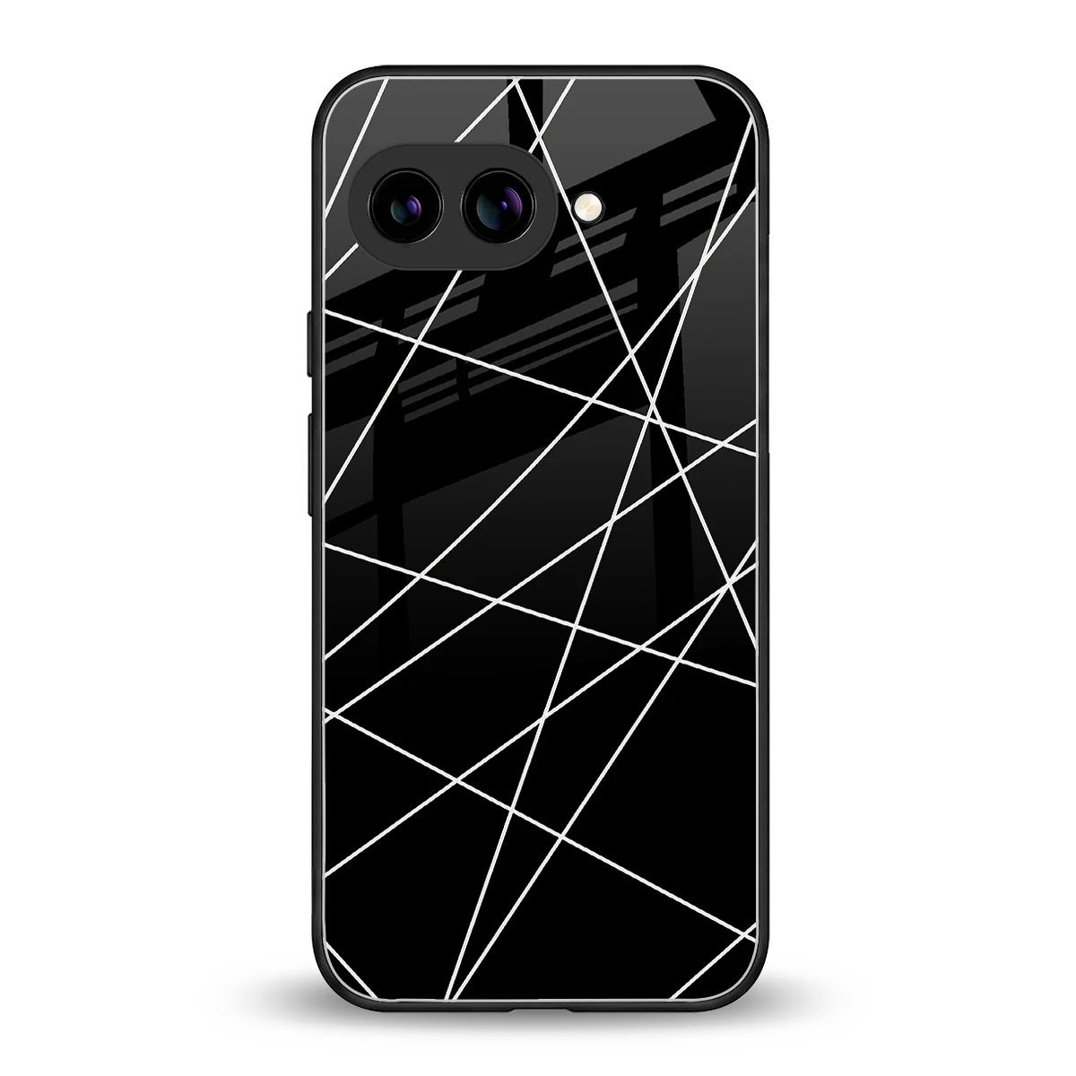Geomatric Black back phone cover | glass case for google pixel 9a