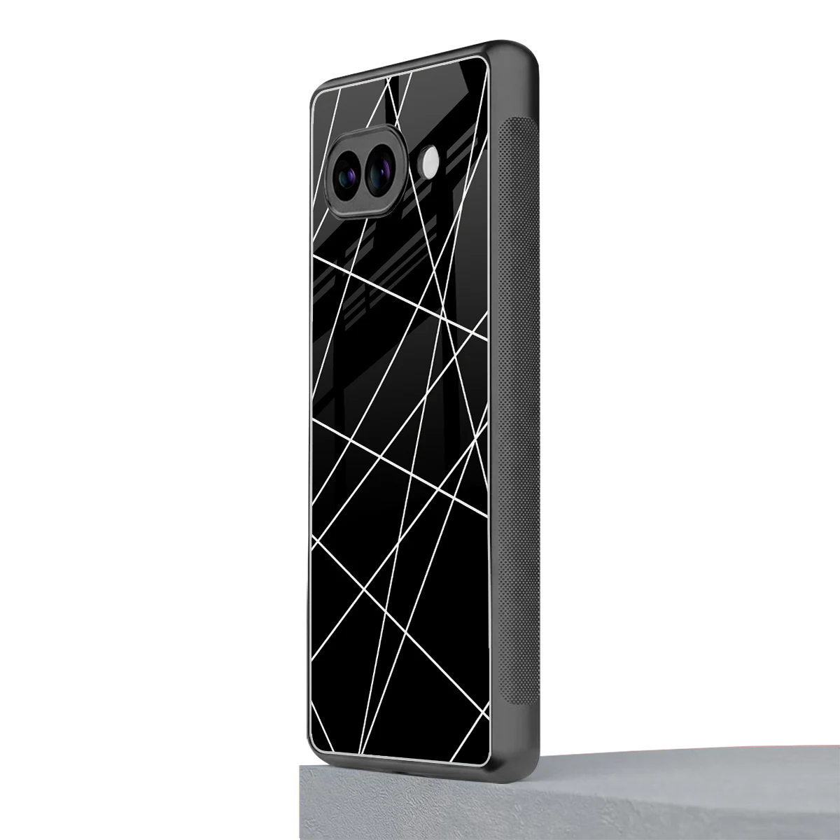Geomatric Black google pixel 9a mobile cover | shockproof glass phone case