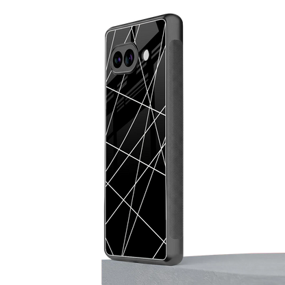 Geomatric Black google pixel 9a mobile cover | shockproof glass phone case