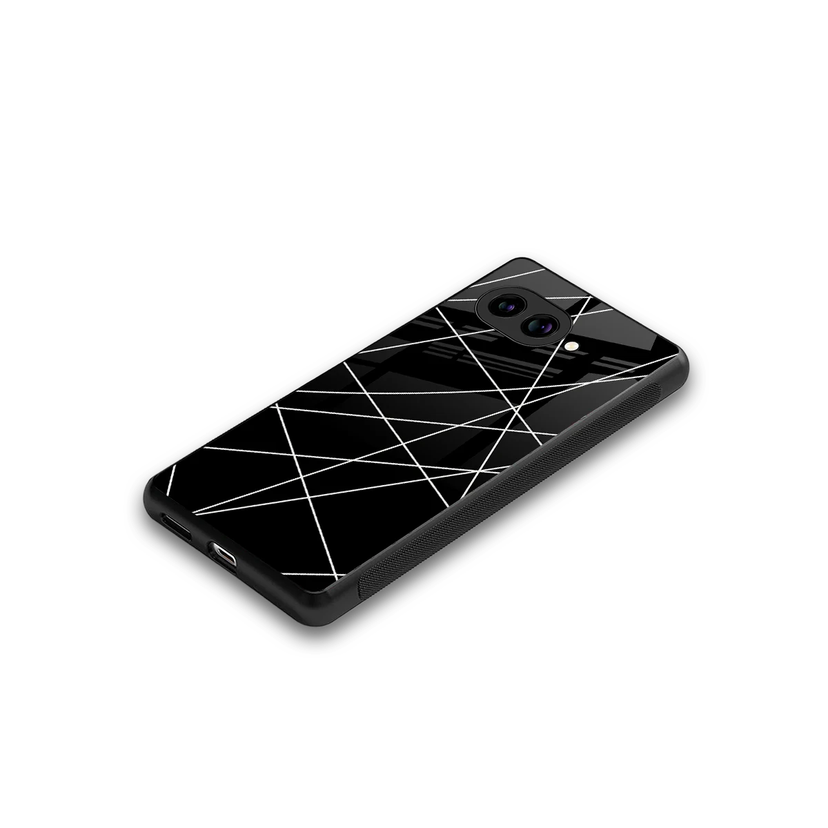 Geomatric Black stylish phone case for google pixel 9a | glossy glass and slim fit