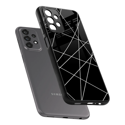 Geomatric Black sleek samsung galaxy a23 cover with tempered glass back and TPU edges