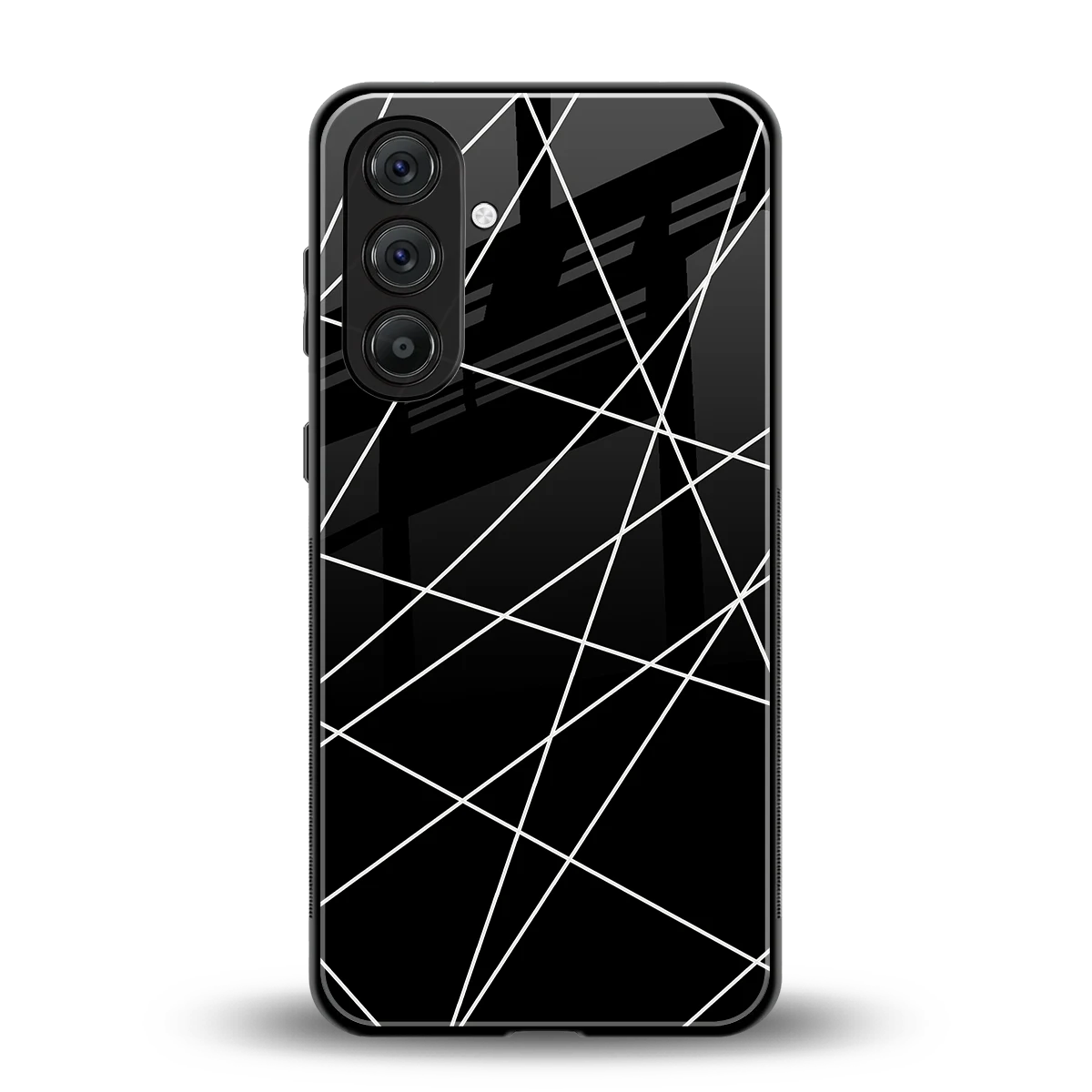 Geomatric Black back phone cover | glass case for samsung galaxy a55 5g