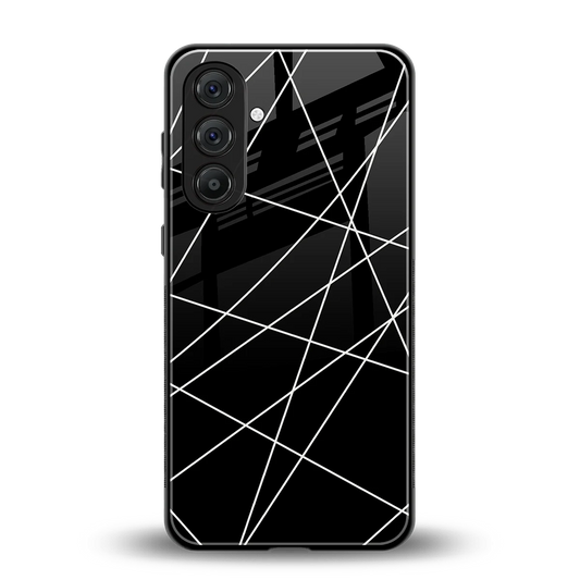 Geomatric Black back phone cover | glass case for samsung galaxy m35 5g