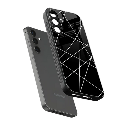 Geomatric Black sleek samsung galaxy a55 5g cover with tempered glass back and TPU edges