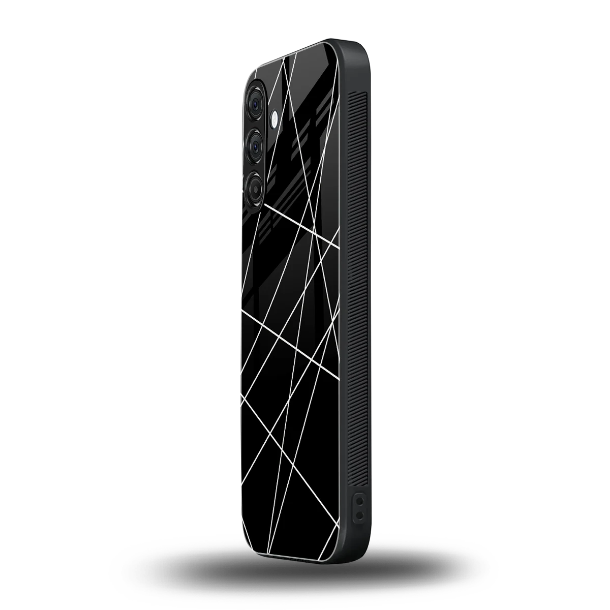 Geomatric Black samsung galaxy a55 5g mobile cover | shockproof glass phone case