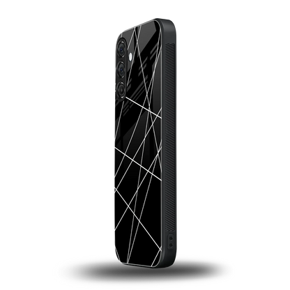 Geomatric Black samsung galaxy a55 5g mobile cover | shockproof glass phone case