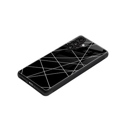 Geomatric Black stylish phone case for samsung galaxy m36 5g | glossy glass and slim fit