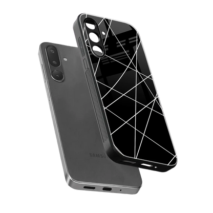 Geomatric Black sleek samsung galaxy m36 5g cover with tempered glass back and TPU edges