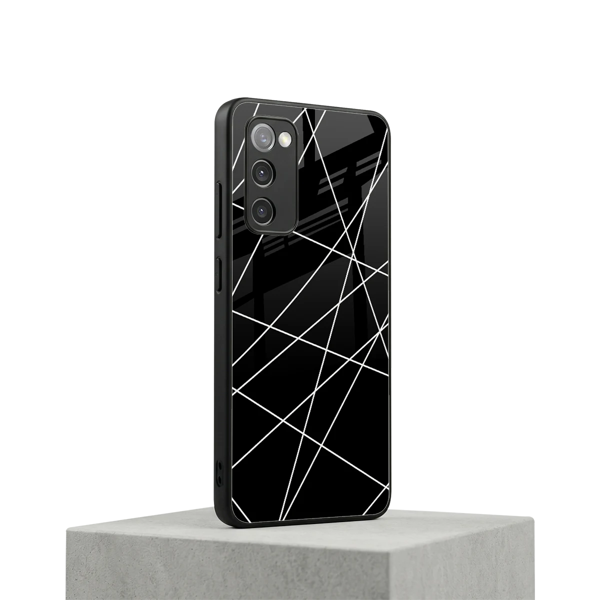 Geomatric Black samsung galaxy s20 fe mobile cover | shockproof glass phone case