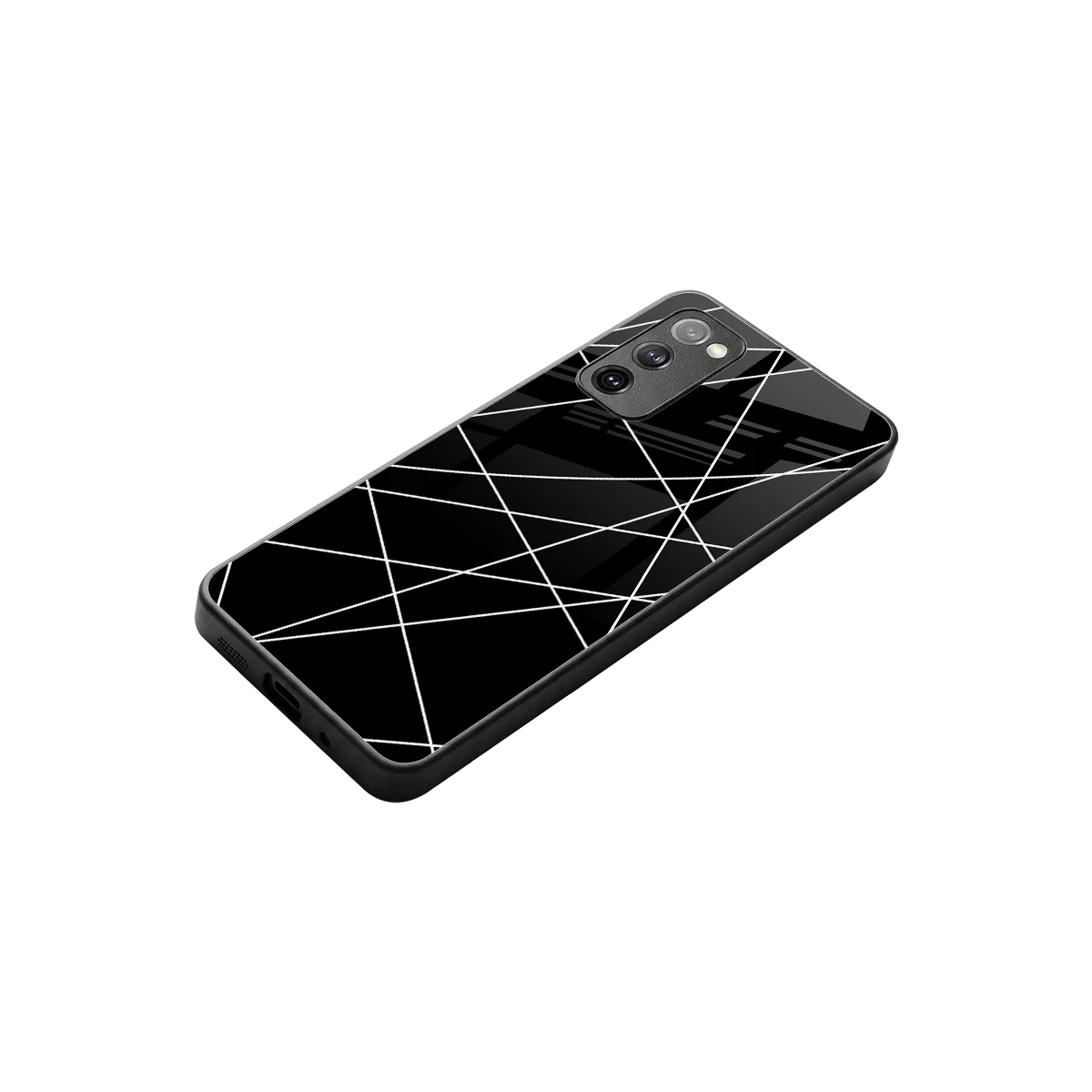 Geomatric Black stylish phone case for samsung galaxy s20 fe | glossy glass and slim fit