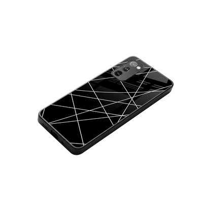 Geomatric Black stylish phone case for samsung galaxy s20 fe | glossy glass and slim fit