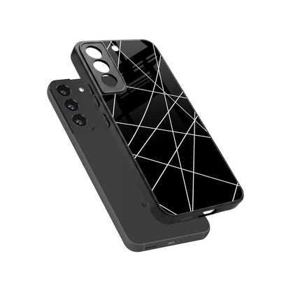 Geomatric Black sleek samsung galaxy s22 cover with tempered glass back and TPU edges