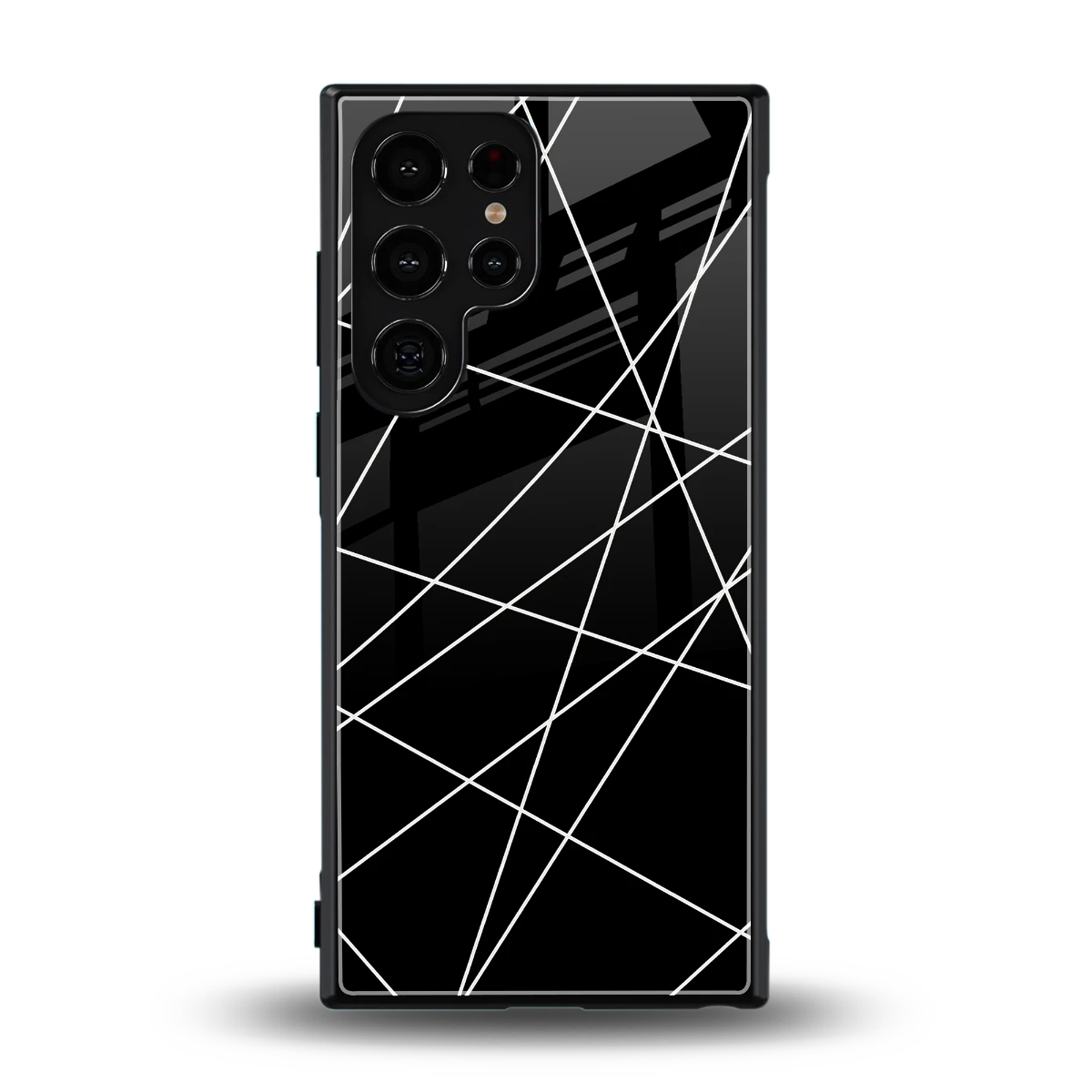 Geomatric Black back phone cover | glass case for samsung galaxy s23 ultra