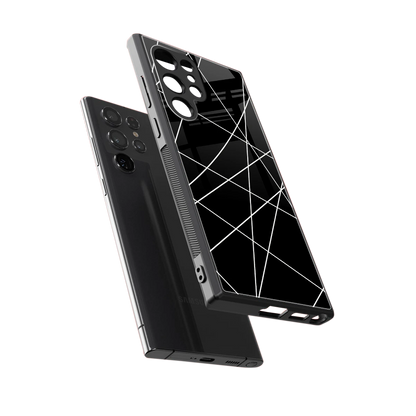 Geomatric Black sleek samsung galaxy s23 ultra cover with tempered glass back and TPU edges