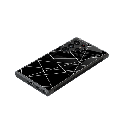 Geomatric Black stylish phone case for samsung galaxy s23 ultra | glossy glass and slim fit